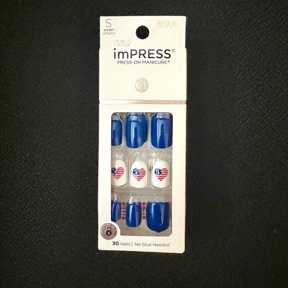 New - Kiss Impress USA Patriotic Press on Nails - Size S - Picture 1 of 2